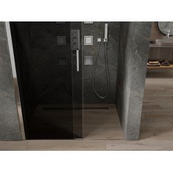 Mexen  Omega 8 mm   Zuhany ajtó csúszó   130 cm, grafit, króm - 825-130-000-01-40 Csúszó zuhany ajtó