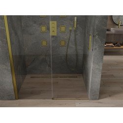 Mexen  Omega 8 mm   Zuhany ajtó csúszó   140 cm,  átlátszó ,  arany  - 825-140-000-50-00 Csúszó zuhany ajtó