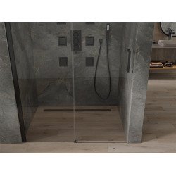 Mexen  Omega 8 mm   Zuhany ajtó csúszó   150 cm,  átlátszó ,  fekete - 825-150-000-70-00 Csúszó zuhany ajtó