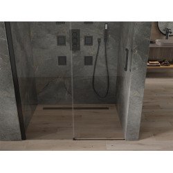 Mexen  Omega 8 mm   Zuhany ajtó csúszó   160 cm,  átlátszó ,  fekete - 825-160-000-70-00 Csúszó zuhany ajtó