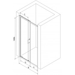 Mexen Apia  Zuhany ajtó csúszó   115 cm,  átlátszó ,  arany  - 845-115-000-50-00 Csúszó zuhany ajtó