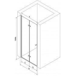 Mexen Lima  Zuhanyajtó csukló  110 cm, grafit, króm - 856-110-000-01-40 Csukló zuhany ajtó