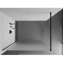 Mexen Kioto Walk-In Zuhanyfal 90 x 200 cm,   szatén  8 mm,  fekete  - 800-090-101-70-3 Walk-In Zuhanyfal