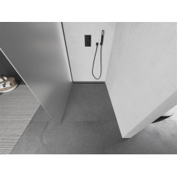 Mexen Kioto Walk-In Zuhanyfal 100 x 200 cm,   szatén  8 mm,  fekete  - 800-100-101-70-3 Walk-In Zuhanyfal