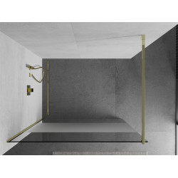 Mexen Kioto Walk-In Zuhanyfal 80 x 200 cm,  átlátszó üveg/ szatén  8 mm,  arany  - 800-080-101-50-3 Walk-In Zuhanyfal