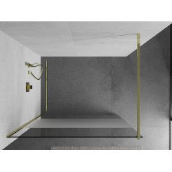 Mexen Kioto Walk-In Zuhanyfal 80 x 200 cm,  átlátszó üveg/ szatén  8 mm,  arany  - 800-080-101-50-3 Walk-In Zuhanyfal