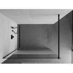 Mexen Kioto Walk-In Zuhanyfal 80 x 200 cm,  átlátszó üveg/ szatén  8 mm,  fekete  - 800-080-101-70-3 Walk-In Zuhanyfal