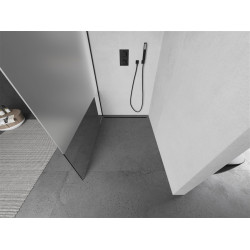 Mexen Kioto Walk-In Zuhanyfal 80 x 200 cm,  átlátszó üveg/ szatén  8 mm,  fekete  - 800-080-101-70-3 Walk-In Zuhanyfal
