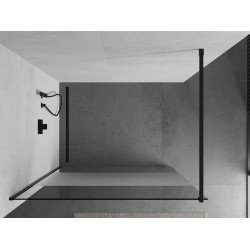 Mexen Kioto Walk-In Zuhanyfal 90 x 200 cm,  átlátszó üveg/ szatén  8 mm,  fekete  - 800-090-101-70-3 Walk-In Zuhanyfal