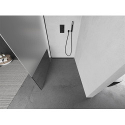 Mexen Kioto Walk-In Zuhanyfal 100 x 200 cm,  átlátszó üveg/ szatén  8 mm,  fekete  - 800-100-101-70-3 Walk-In Zuhanyfal