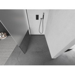 Mexen Kioto Walk-In Zuhanyfal 100 x 200 cm,  átlátszó üveg/ szatén  8 mm,  fekete  - 800-100-101-70-3 Walk-In Zuhanyfal