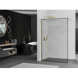 Mexen Kioto Walk-In Zuhanyfal 60 x 200 cm,  átlátszó üveg/ fekete    8 mm,  arany  - 800-060-101-50-7 Walk-In Zuhanyfal Walk-In Zuhanyfal 406594 Mexen