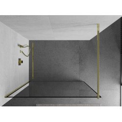 Mexen Kioto Walk-In Zuhanyfal 140 x 200 cm,  átlátszó üveg/ fekete    8 mm,  arany  - 800-140-101-50-7 Walk-In Zuhanyfal
