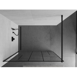 Mexen Kioto Walk-In Zuhanyfal 100 x 200 cm,  átlátszó üveg/ fekete    8 mm,  fekete  - 800-100-101-70-7 Walk-In Zuhanyfal
