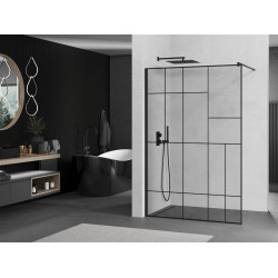 Mexen Kioto Walk-In Zuhanyfal 130 x 200 cm,  átlátszó üveg/ fekete    8 mm,  fekete  - 800-130-101-70-7 Walk-In Zuhanyfal Walk-In Zuhanyfal 406594 Mexen