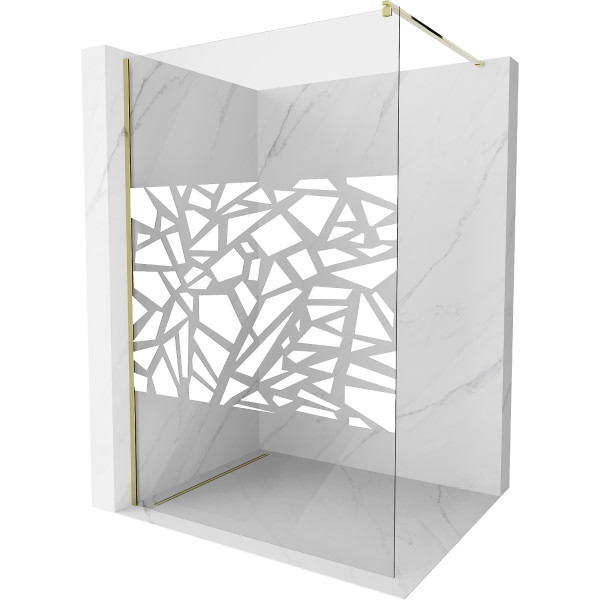 Mexen Kioto Walk-In Zuhanyfal 70 x 200 cm,  átlátszó üveg/fehér   8 mm,  arany  - 800-070-101-50-8 Walk-In Zuhanyfal