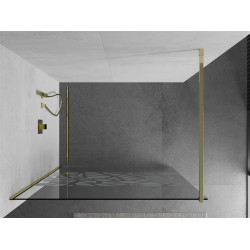 Mexen Kioto Walk-In Zuhanyfal 70 x 200 cm,  átlátszó üveg/fehér   8 mm,  arany  - 800-070-101-50-8 Walk-In Zuhanyfal
