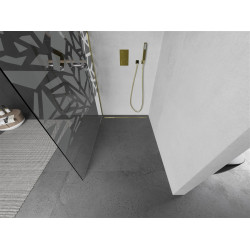 Mexen Kioto Walk-In Zuhanyfal 80 x 200 cm,  átlátszó üveg/fehér   8 mm,  arany  - 800-080-101-50-8 Walk-In Zuhanyfal