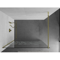 Mexen Kioto Walk-In Zuhanyfal 80 x 200 cm,  átlátszó üveg/fehér   8 mm,  arany  - 800-080-101-50-8 Walk-In Zuhanyfal