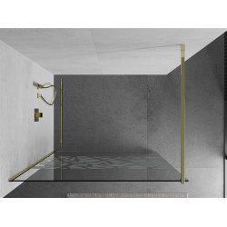 Mexen Kioto Walk-In Zuhanyfal 80 x 200 cm,  átlátszó üveg/fehér   8 mm,  arany  - 800-080-101-50-8 Walk-In Zuhanyfal