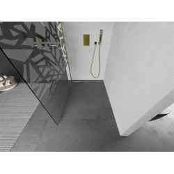 Mexen Kioto Walk-In Zuhanyfal 90 x 200 cm,  átlátszó üveg/fehér   8 mm,  arany  - 800-090-101-50-8 Walk-In Zuhanyfal