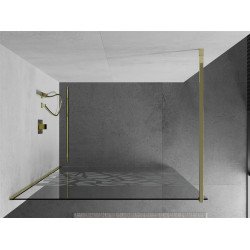 Mexen Kioto Walk-In Zuhanyfal 90 x 200 cm,  átlátszó üveg/fehér   8 mm,  arany  - 800-090-101-50-8 Walk-In Zuhanyfal