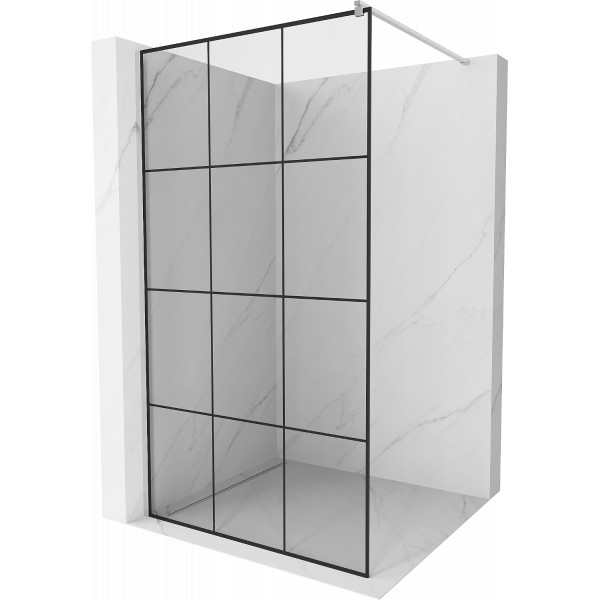Mexen Kioto Walk-In Zuhanyfal 110 x 200 cm,  átlátszó üveg/ fekete    8 mm, króm - 800-110-101-01-7 Walk-In Zuhanyfal