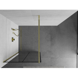 Mexen Kioto Walk-In Zuhanyfal 70 x 200 cm,  átlátszó üveg/ fekete    8 mm,  arany  - 800-070-101-50-7 Walk-In Zuhanyfal