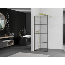 Mexen Kioto Walk-In Zuhanyfal 80 x 200 cm,  átlátszó üveg/ fekete    8 mm,  arany  - 800-080-101-50-7 Walk-In Zuhanyfal Walk-In Zuhanyfal 406594 Mexen