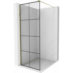 Mexen Kioto Walk-In Zuhanyfal 80 x 200 cm,  átlátszó üveg/ fekete    8 mm,  arany  - 800-080-101-50-7 Walk-In Zuhanyfal Walk-In Zuhanyfal 406594 Mexen