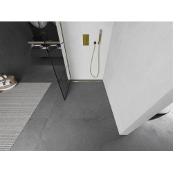 Mexen Kioto Walk-In Zuhanyfal 90 x 200 cm,  átlátszó üveg/ fekete    8 mm,  arany  - 800-090-101-50-7 Walk-In Zuhanyfal