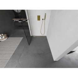 Mexen Kioto Walk-In Zuhanyfal 90 x 200 cm,  átlátszó üveg/ fekete    8 mm,  arany  - 800-090-101-50-7 Walk-In Zuhanyfal