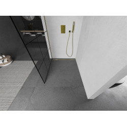 Mexen Kioto Walk-In Zuhanyfal 100 x 200 cm,  átlátszó üveg/ fekete    8 mm,  arany  - 800-100-101-50-7 Walk-In Zuhanyfal
