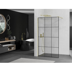 Mexen Kioto Walk-In Zuhanyfal 100 x 200 cm,  átlátszó üveg/ fekete    8 mm,  arany  - 800-100-101-50-7 Walk-In Zuhanyfal Walk-In Zuhanyfal 406594 Mexen