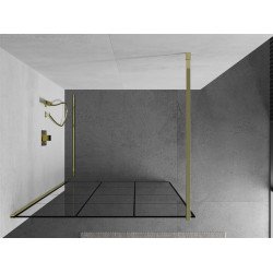 Mexen Kioto Walk-In Zuhanyfal 100 x 200 cm,  átlátszó üveg/ fekete    8 mm,  arany  - 800-100-101-50-7 Walk-In Zuhanyfal
