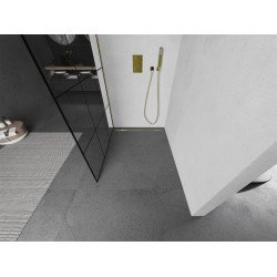 Mexen Kioto Walk-In Zuhanyfal 110 x 200 cm,  átlátszó üveg/ fekete    8 mm,  arany  - 800-110-101-50-7 Walk-In Zuhanyfal