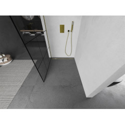 Mexen Kioto Walk-In Zuhanyfal 120 x 200 cm,  átlátszó üveg/ fekete    8 mm,  arany  - 800-120-101-50-7 Walk-In Zuhanyfal
