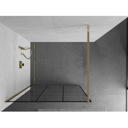 Mexen Kioto Walk-In Zuhanyfal 120 x 200 cm,  átlátszó üveg/ fekete    8 mm,  arany  - 800-120-101-50-7 Walk-In Zuhanyfal
