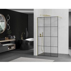 Mexen Kioto Walk-In Zuhanyfal 120 x 200 cm,  átlátszó üveg/ fekete    8 mm,  arany  - 800-120-101-50-7 Walk-In Zuhanyfal Walk-In Zuhanyfal 406594 Mexen