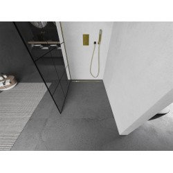 Mexen Kioto Walk-In Zuhanyfal 120 x 200 cm,  átlátszó üveg/ fekete    8 mm,  arany  - 800-120-101-50-7 Walk-In Zuhanyfal