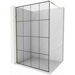 Mexen Kioto Walk-In Zuhanyfal 140 x 200 cm,  átlátszó üveg/ fekete    8 mm,  arany  - 800-140-101-50-7 Walk-In Zuhanyfal Walk-In Zuhanyfal 406594 Mexen