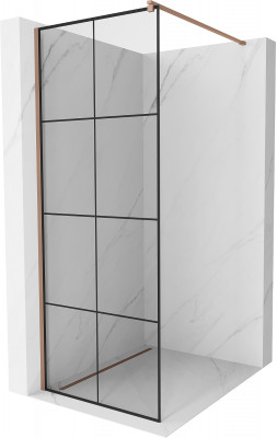Mexen Kioto Walk-In Zuhanyfal 80 x 200 cm,  átlátszó üveg/ fekete    8 mm,  rózsa arany - 800-080-101-60-7 Walk-In Zuhanyfal