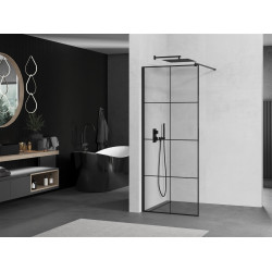 Mexen Kioto Walk-In Zuhanyfal 70 x 200 cm,  átlátszó üveg/ fekete    8 mm,  fekete  - 800-070-101-70-7 Walk-In Zuhanyfal