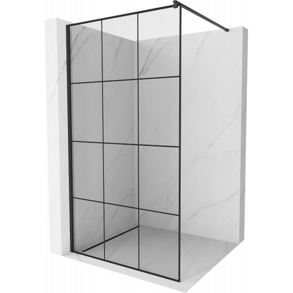 Mexen Kioto Walk-In Zuhanyfal 100 x 200 cm,  átlátszó üveg/ fekete    8 mm,  fekete  - 800-100-101-70-7 Walk-In Zuhanyfal