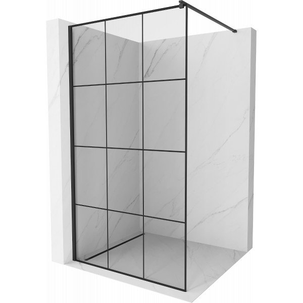 Mexen Kioto Walk-In Zuhanyfal 100 x 200 cm,  átlátszó üveg/ fekete    8 mm,  fekete  - 800-100-101-70-7 Walk-In Zuhanyfal