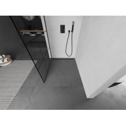 Mexen Kioto Walk-In Zuhanyfal 100 x 200 cm,  átlátszó üveg/ fekete    8 mm,  fekete  - 800-100-101-70-7 Walk-In Zuhanyfal
