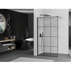 Mexen Kioto Walk-In Zuhanyfal 100 x 200 cm,  átlátszó üveg/ fekete    8 mm,  fekete  - 800-100-101-70-7 Walk-In Zuhanyfal