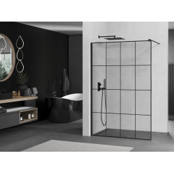 Mexen Kioto Walk-In Zuhanyfal 130 x 200 cm,  átlátszó üveg/ fekete    8 mm,  fekete  - 800-130-101-70-7 Walk-In Zuhanyfal