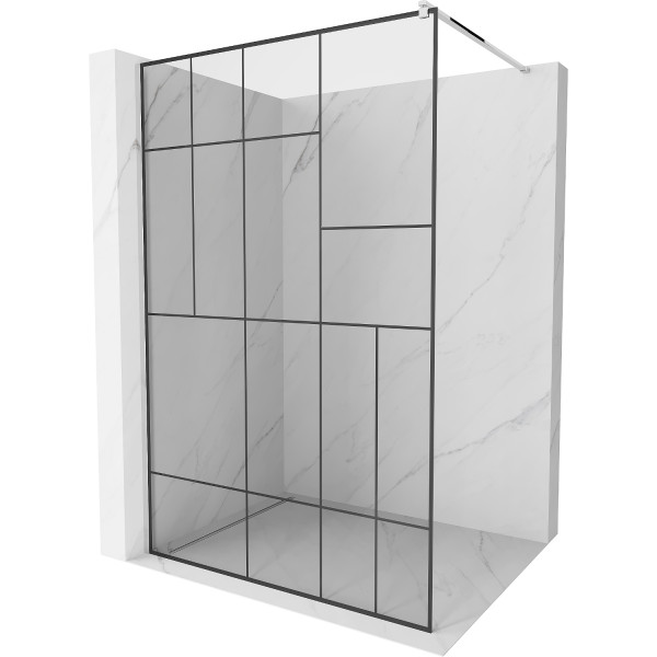 Mexen Kioto Walk-In Zuhanyfal 80 x 200 cm,  átlátszó üveg/ fekete    8 mm, króm - 800-080-101-01-7 Walk-In Zuhanyfal