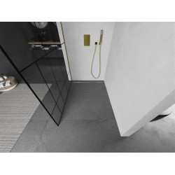 Mexen Kioto Walk-In Zuhanyfal 70 x 200 cm,  átlátszó üveg/ fekete    8 mm,  arany  - 800-070-101-50-7 Walk-In Zuhanyfal